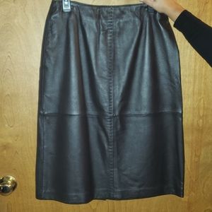 Brown genuine leather skirt
